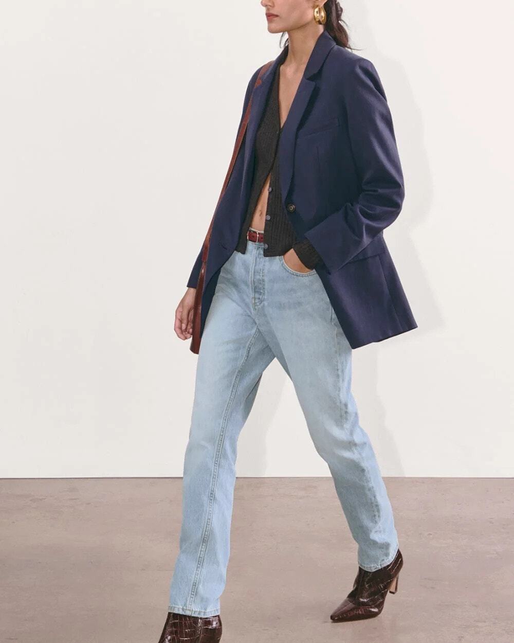 Everlane The Curvy 90s Cheeky Straight Jean High Rise Ankle Blue US 25 NWT